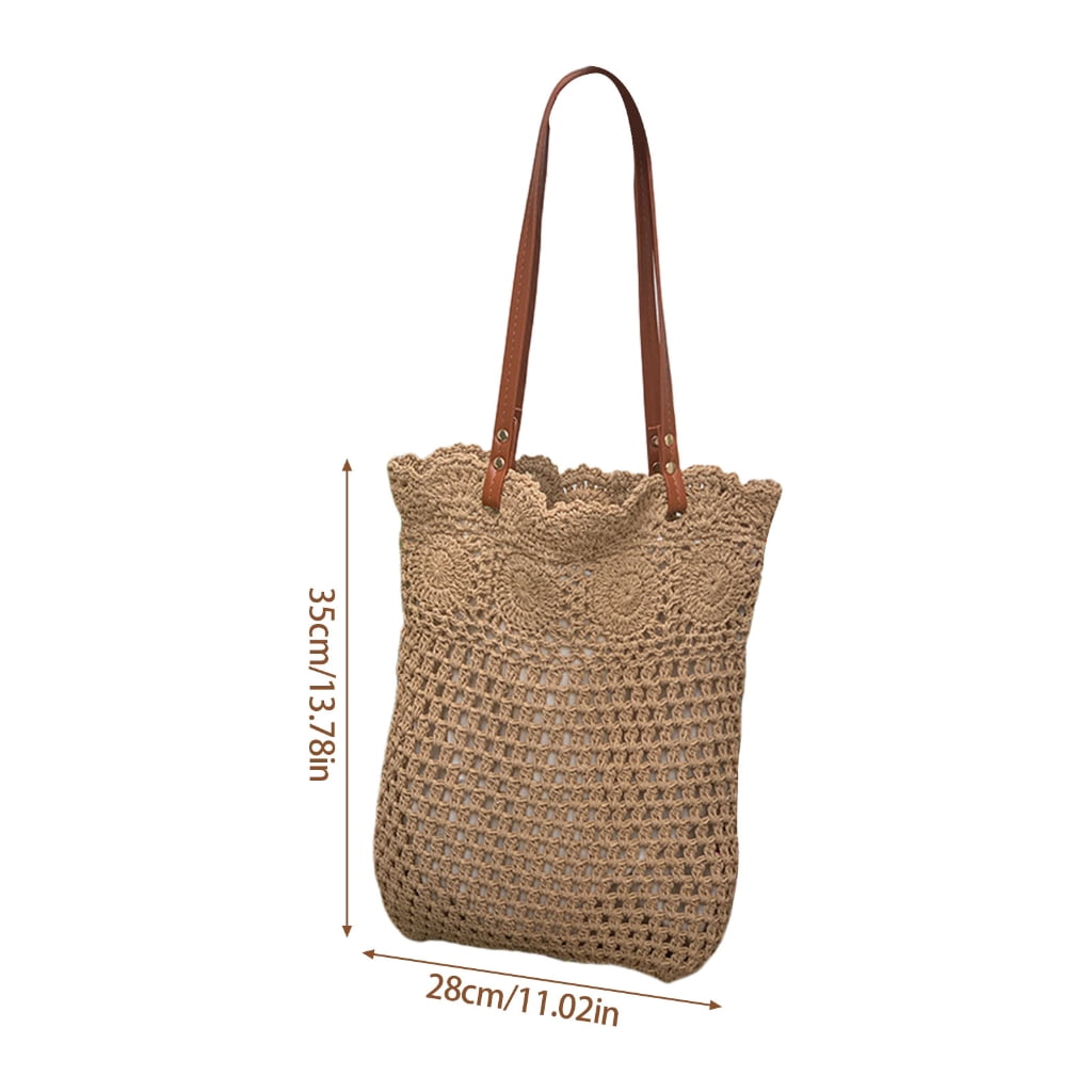 FENOHREFE Large Capacity Beach Bag for Women Shoulder Bag Handwoven Armpit Bag Trendy Handbag Crochet Armpit Bag Everyday Bag