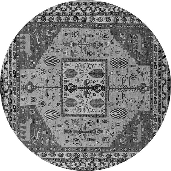 Ahgly Company Indoor Round Oriental Gray Industrial Area Rugs, 6' Round