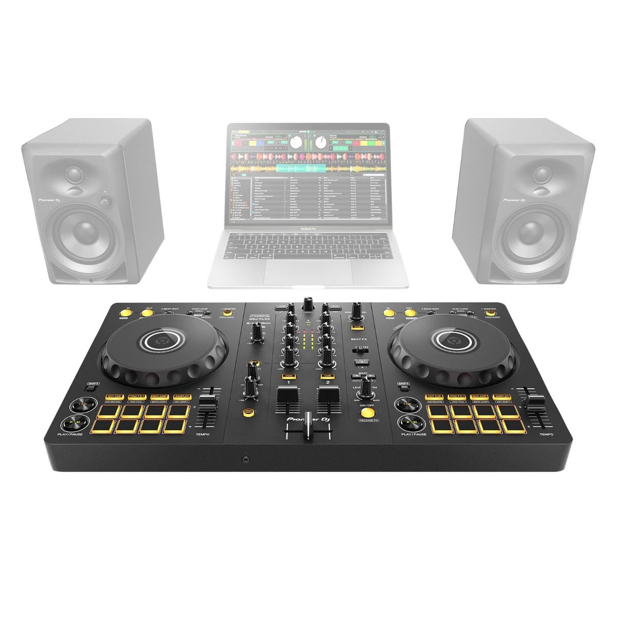 Pioneer DDJ-FLX4 2-Channel DJ Controller with DM-40 Compact Active Monitor Speakers Promotional Package