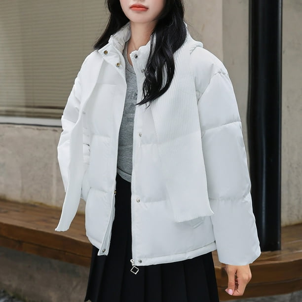 Parkas de manga larga para mujer, chaqueta corta con capucha y plumón, abrigo grueso de algodón holgado.