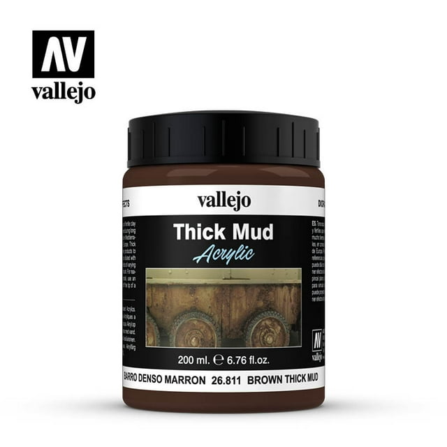 Vallejo Diorama FX Lodo Grueso 200 ml (6.76 fl.oz.) - Pigmentos Permanentes y Resinas Acrílicas Base Agua, Ideal para Miniaturas, Maquetas a Escala y Dioramas