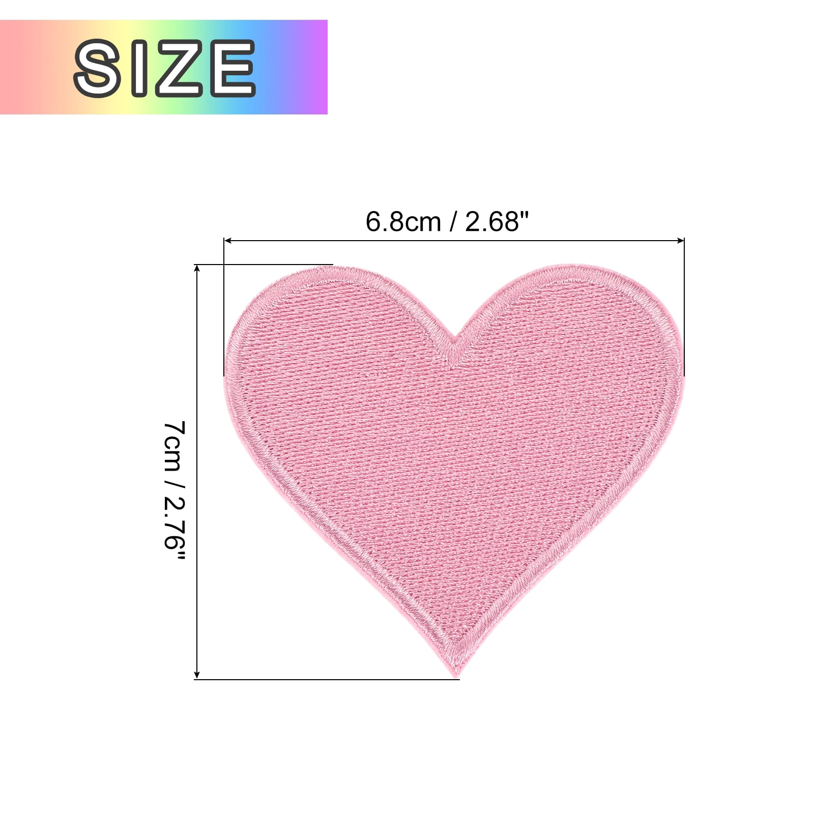 Heart Shaped Iron on Patches 6.8x7cm Embroidered Sew Patches Appliques for Clothing Repair Backpack Shoes Decoration Pink 120Pcs
