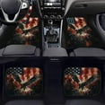 thumbnail image 3 of Pzuqiu Car Floor Mats and Car Steering Wheel Cover Eagle US Flag 5 Piece Rubber Non-Slip Floor Mats for Additional Protection Removable Automotive Accessories Car Interior for Car Truck SUV, 3 of 6