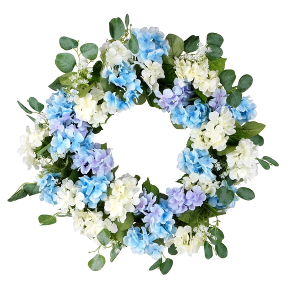 22" Blue & Cream Hydrangea Mix Wreath by Ashland  - Spring Floral for Crafting and Home Decor