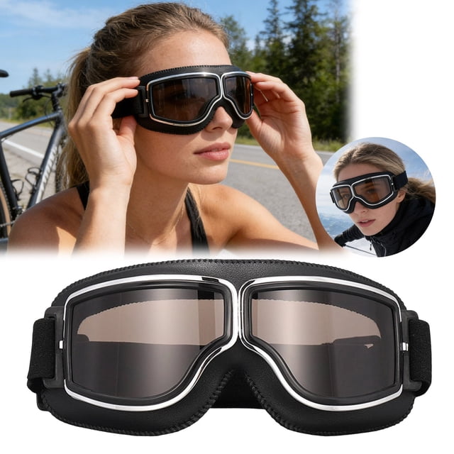 Klonfd Motorcycle Goggles Fits Over Glasses Soft Padded Riding Glasses With Slip Strap
