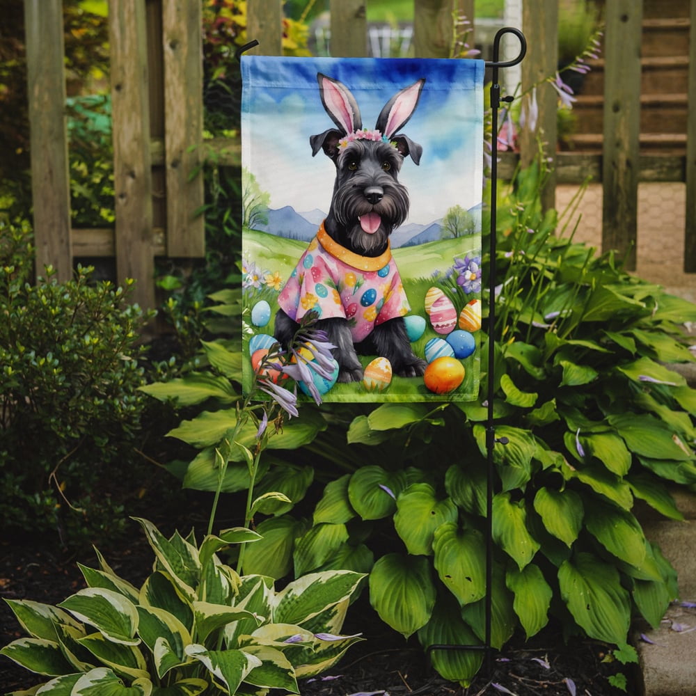 Schnauzer Easter Egg Hunt Garden Flag 11.25 in x 15.5 in
