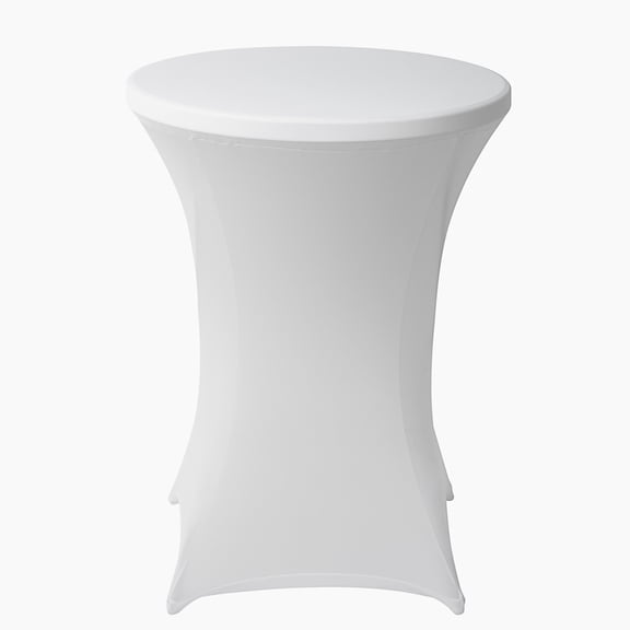 Restaurantware-Table Tek 32 x 43 Inch Round Table Cover, 1 Washable Spandex Tablecloth - Wrinkle-Free, Durable, White Polyester Fitted Tablecloth, For Parties, Banquets, or Weddings,