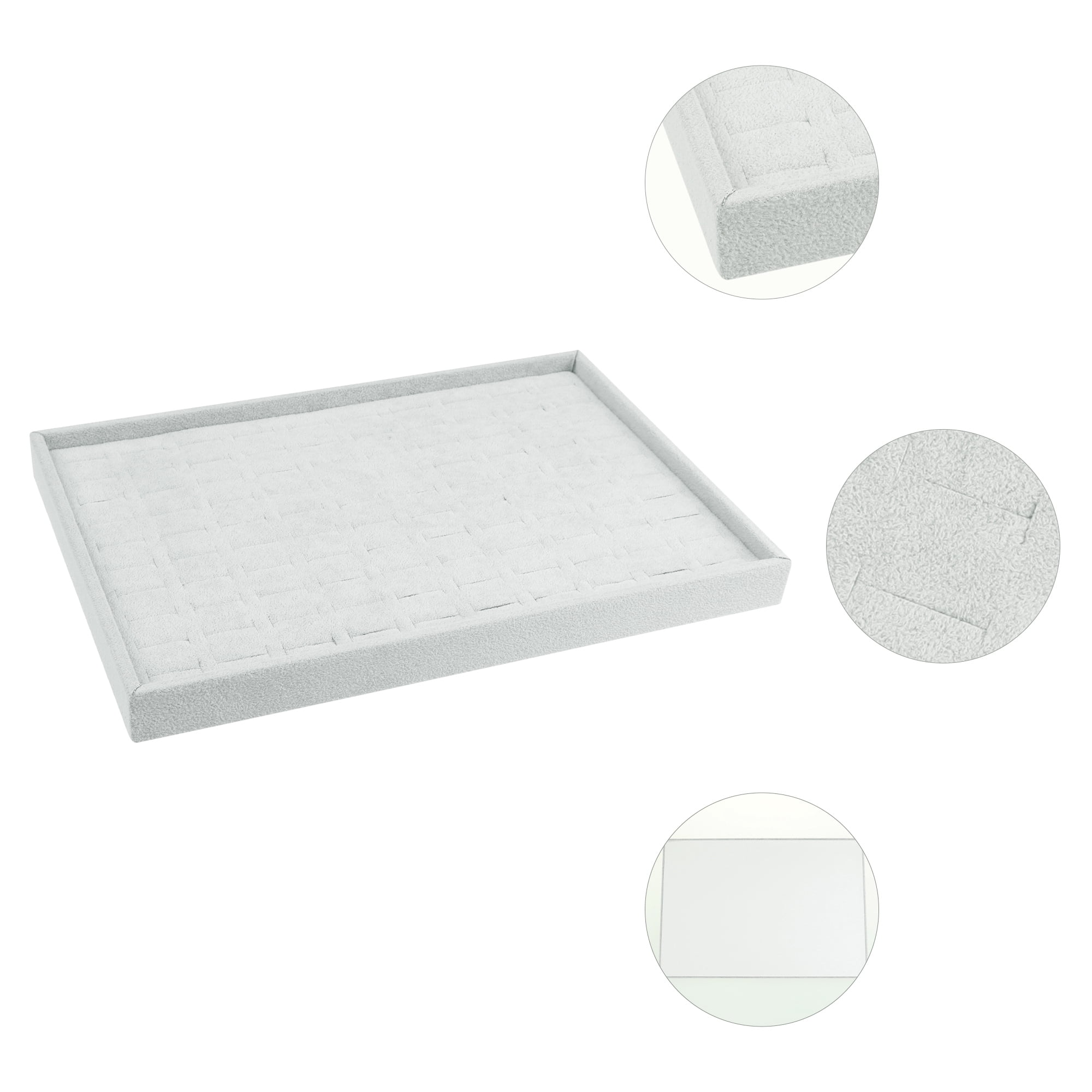 Unique Bargains Velvet Jewelry Boxes Holder Organizer Trays with Removable Dividers Gray Ring Tray