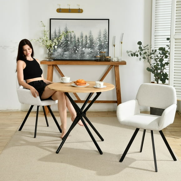 Ensemble de salle à manger Homy Casa 3 pièces avec table ronde et fauteuils pivotants, table de 80 cm (31,5 pouces) imitation bois et 2 chaises pour cuisine ou appartement