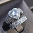 thumbnail image 4 of 2 Pcs/Set Romantic 925 Silver Rings Cubic Zircon Engagement Band Jewelry Sz 6-10, 4 of 6