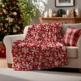 thumbnail image 2 of Christmas Flannel Blanket Throw, Red Snowflake Soft Fuzzy Plush Cozy Fleece Blankets for Couch Sofa Bed Lounging, Ideal Gifts for Kids Adults Wife Self, 60x80, 2 of 7