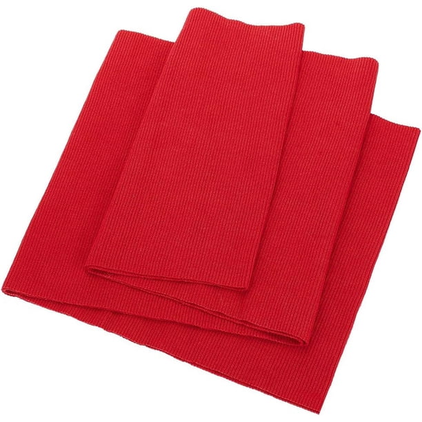 Tela de punto acanalado Big Red con fibra elástica, 63,5 x 21,8 cm (25 x 8,6 pulgadas), puños acanalados tejidos para patchwork, camisetas, chaquetas, vestidos y manualidades de costura.