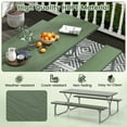 thumbnail image 5 of Topbuy Picnic Table Bench Set for 8 Person Outdoor Camping Table & 2 Benches with Metal Frame All-Weather Tabletop Green, 5 of 10