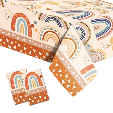 

Xloey 2 Pcs Boho Rainbow Tablecloths 86.6 x 51.2 Boho Rainbow Party Decorations Bohemian Plastic Rainbow Clouds Table Covers for Boho Birthday Party Baby Shower Decorations Supplies.