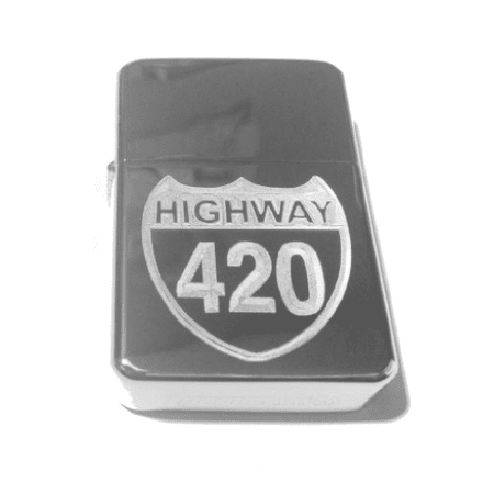 Weed Bong For Smoking Marijuana Vector KGM Thunderbird Custom Lighter - Highway 420 4:20 Weed POT Marijuana Smoking Time Logo High Polish Chrome Rare! ()