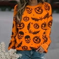 thumbnail image 2 of Sweatshirt d'Halloween pour Femmes Imprimé Citrouille et Chat Manches Longues Col Rond Graphique Pull Décontracté d'Automne, 2 of 5
