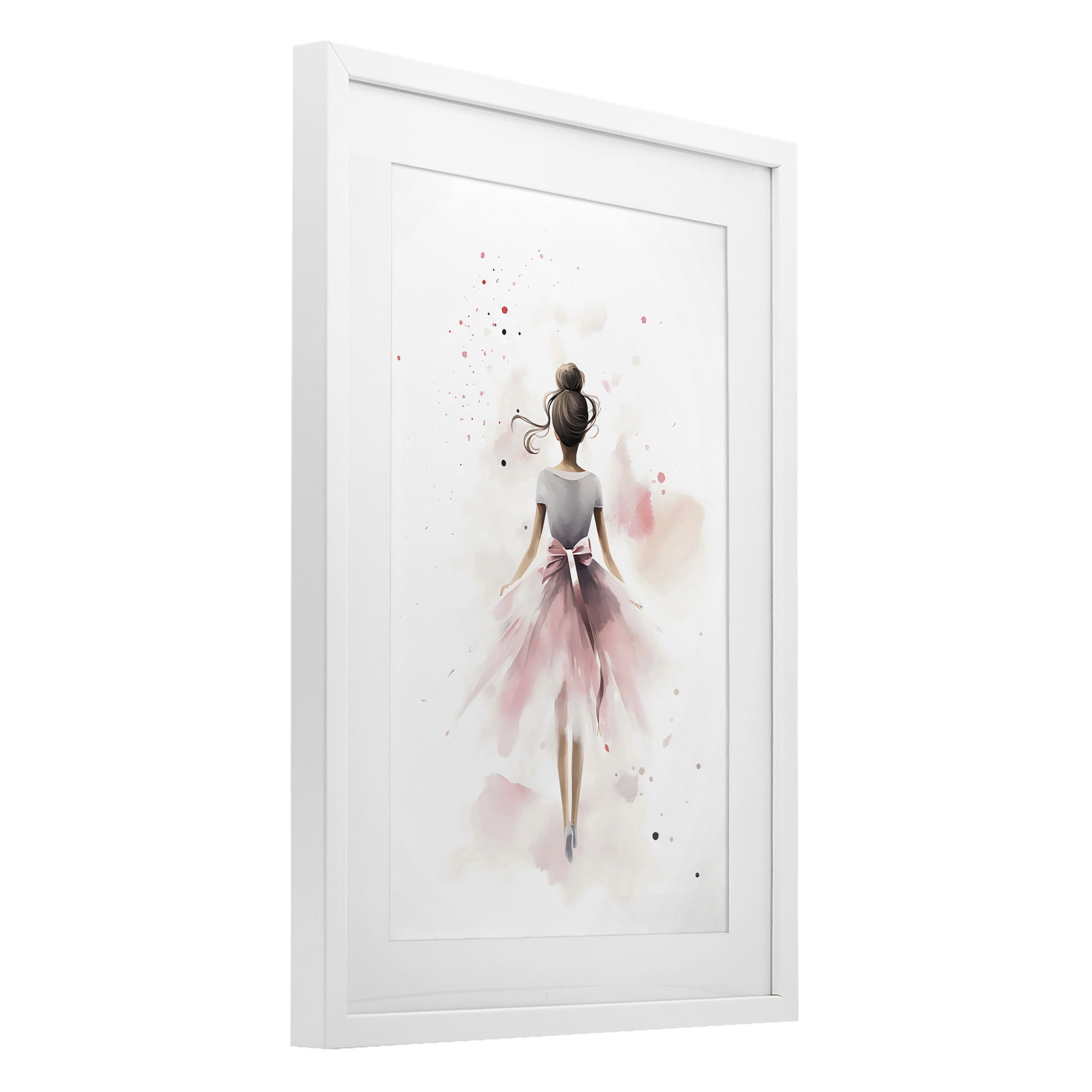 Stupell Industries Speckled Ballerina View White Framed Print Under Glass, design by Creative Studio