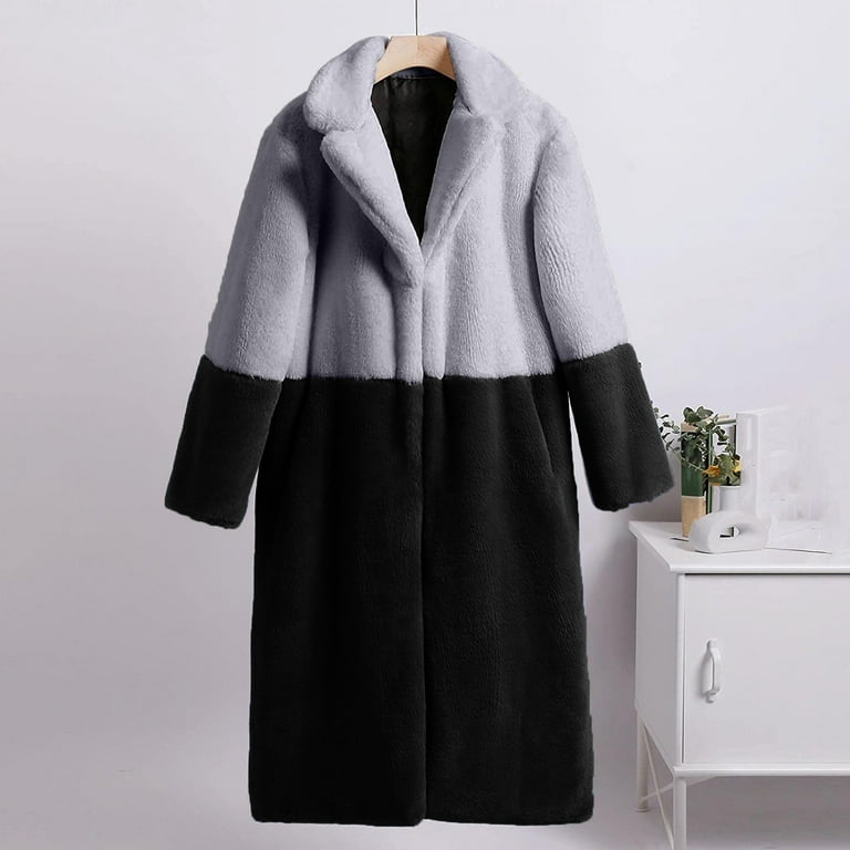 Olyvenn Mens Ladies Warm Faux Furry Coat Jacket Winter Solid Zip Up Hoodie  Outerwear 2023 Trendy Thick Fleece Overcoat Black 10 