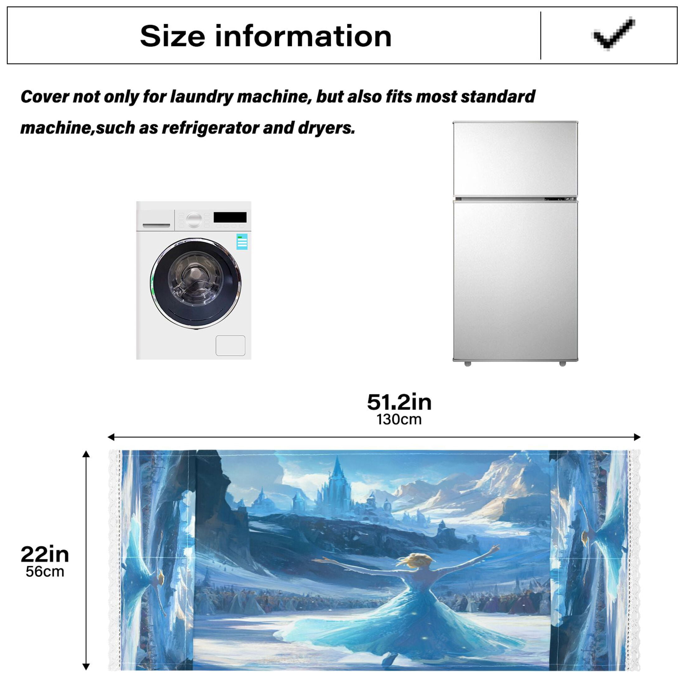 WOBOGO Ice Princess Dancing on The Ice Pattern Washing Machine Cloth Dryer Refrigerator Top Cover Protective Non-Slip Mat For Kitchen Laundry