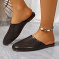 thumbnail image 6 of KEGIRLOM Women's Fashionable Casual Versatile Spring And Summer Plus Size Shoes Solid Color Round Toe Closed Toe One-Foot Flat Mules Brown 7.5, 6 of 9