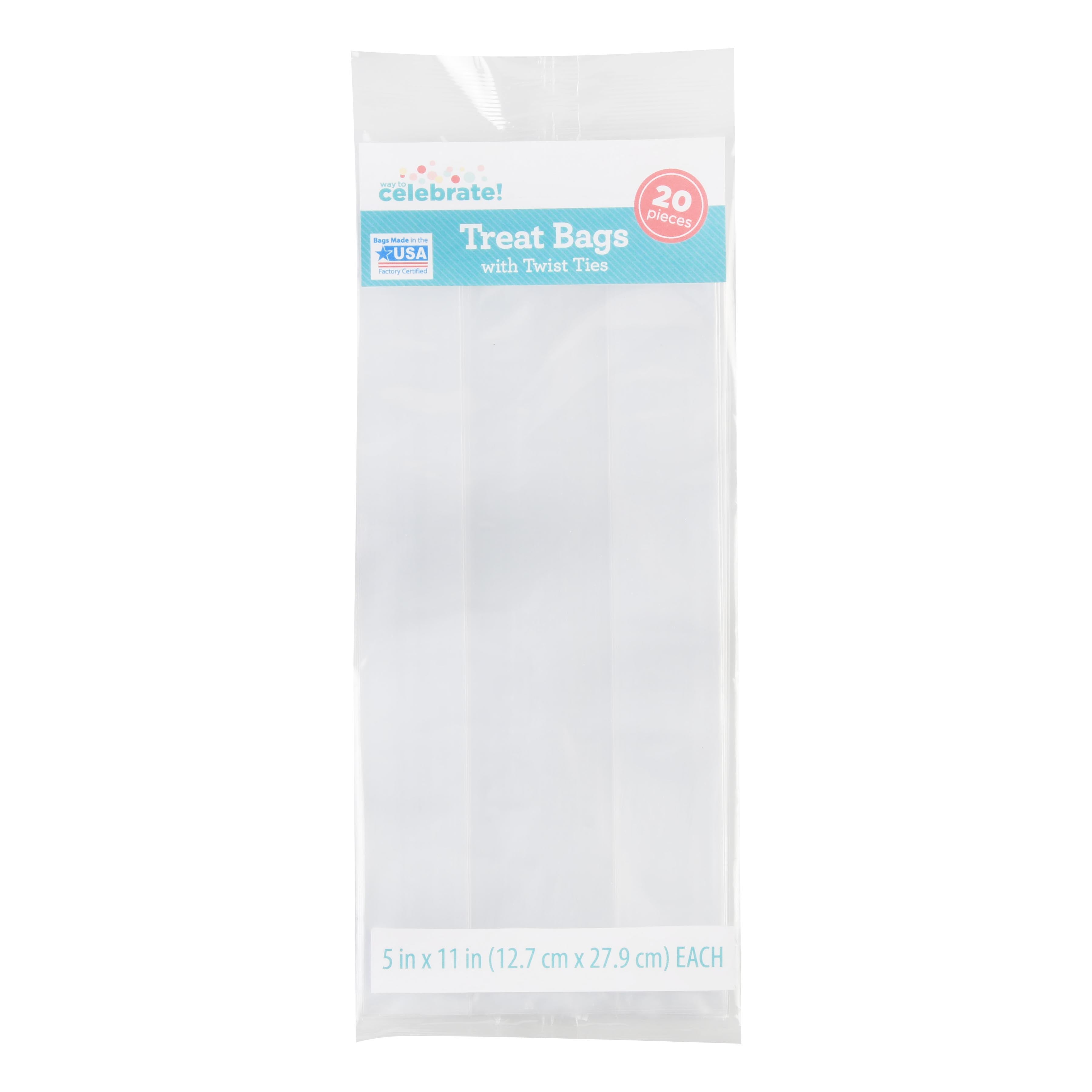 Way to Celebrate Treat Bags With Twist Ties, Clear, 20 Count