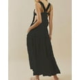 thumbnail image 4 of Chouyatou Women's Laced Embroidered Tulle Bib Dress Casual Loose Adjustable Straps Maxi Dress(Black,S), 4 of 4