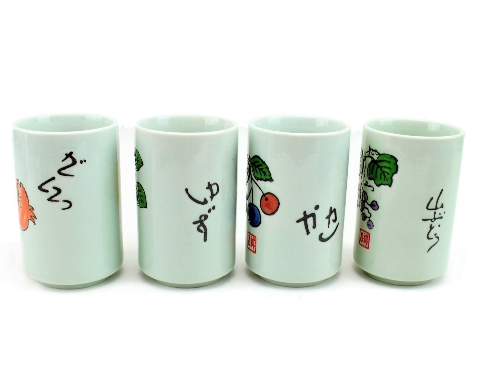 Set of 4 カップ Japanese Porcelain Ceramic Teacup Set Seasonal Fruit Design 8-Ounce F15637