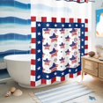 thumbnail image 5 of No Hook Shower Curtain with Built-in Rings - American Flag 4th of July Washable Waterproof Fabric Bathroom Curtains for Hotel,Rentals, 60 X 72 Inch Long , Red White Blue Striped, 5 of 9