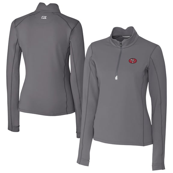 Women's Cutter & Buck Gray San Francisco 49ers Traverse Stretch Quarter-Zip Pullover Top