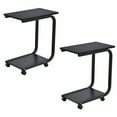 thumbnail image 1 of Gymax Ensemble de 2 Tables d'Appoint de Canapé à Café Support à Collations Roulant sur le Lit Bureau pour Portable PC, 1 of 10