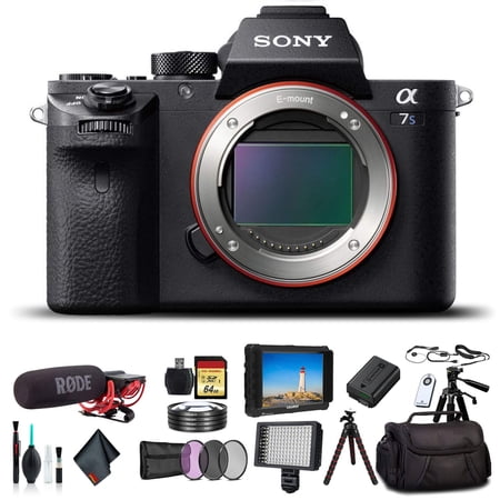 Sony Alpha a7S II Mirrorless Camera + Dual Batteries Mic & LED Light Bundle (International Model)