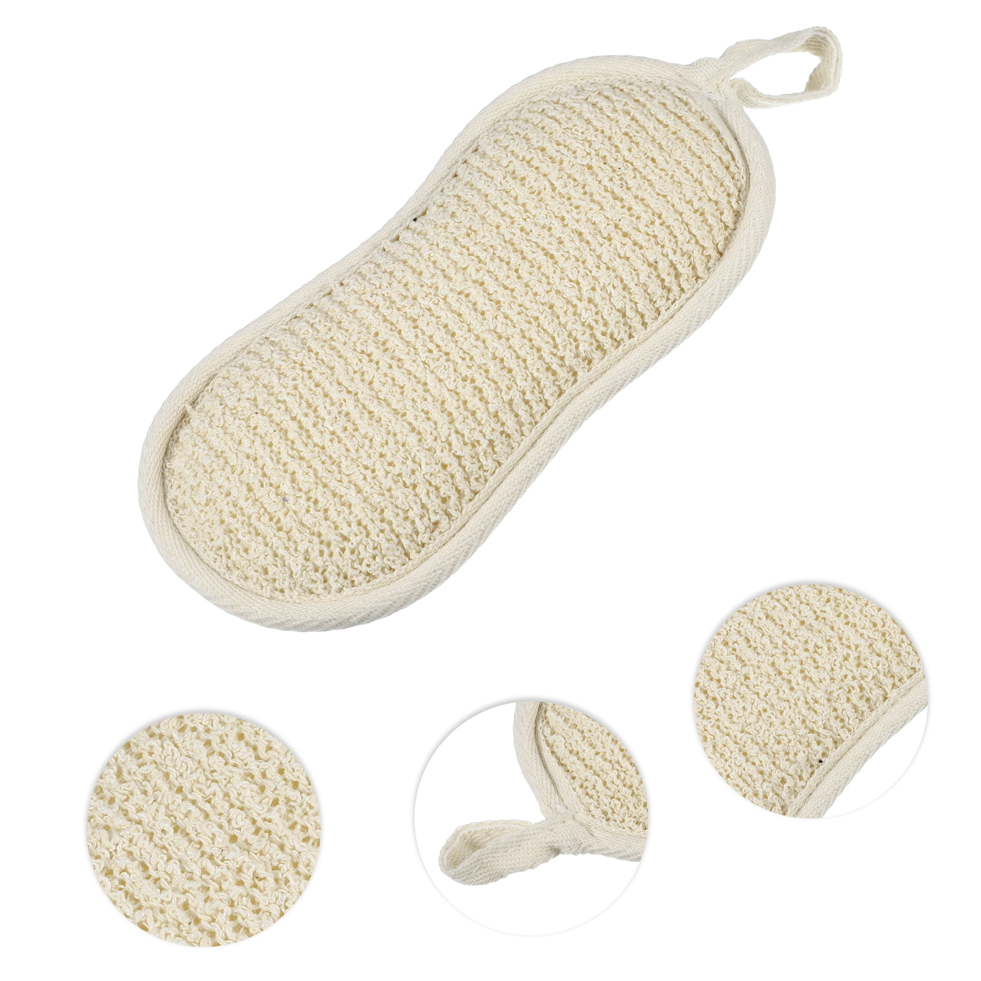 Unique Bargains Sponge Brush Exfoliating Gloves for Bathroom 7.48x3.54x1.06 Beige 1 Pc