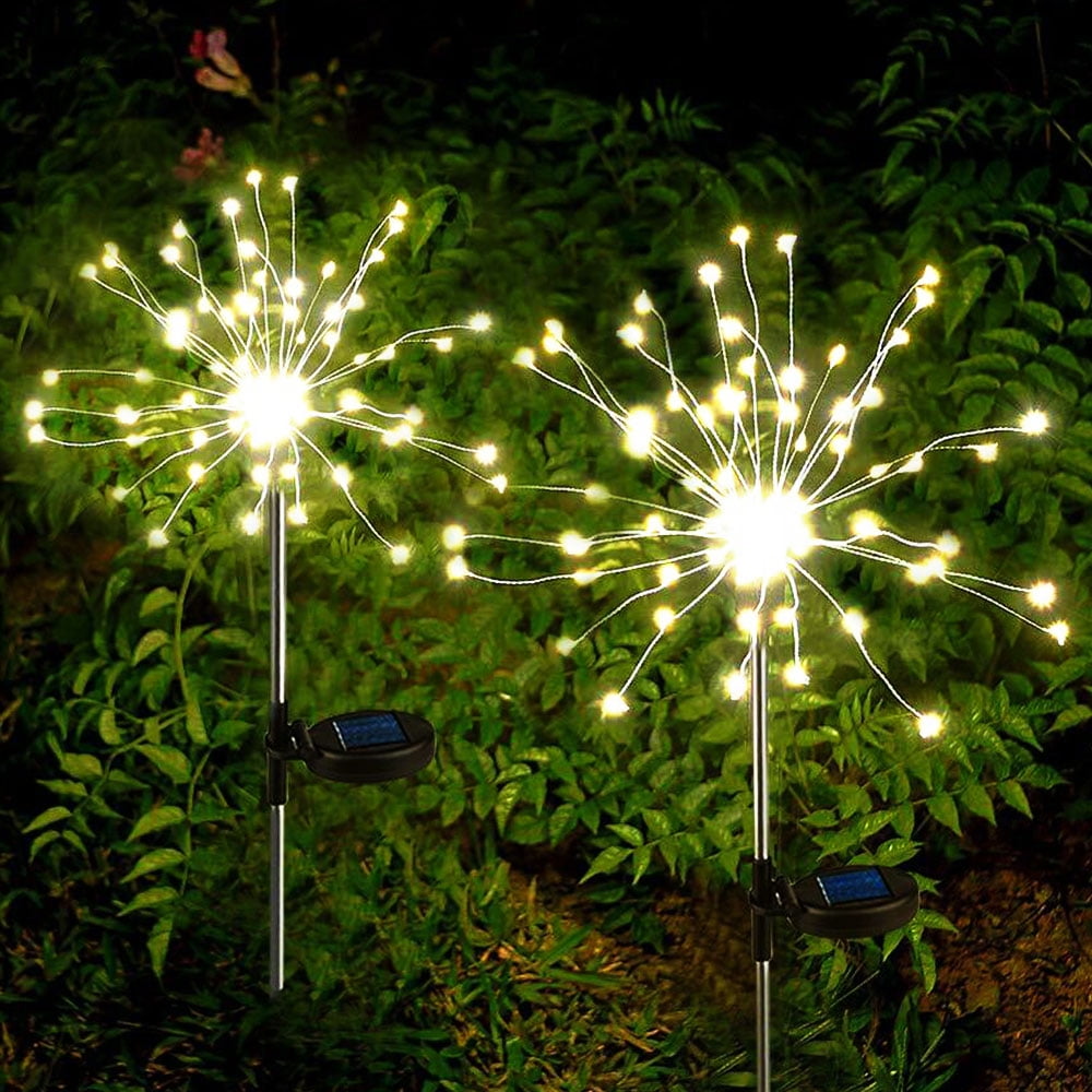 90 LED Solar Powered Firework Starburst Stake Fairy Light Garden Outdoor Wedding 
