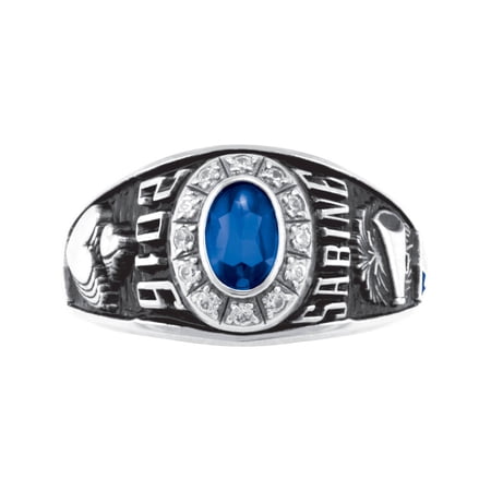 Keepsake Personalized Women's Oval Premiere Class Ring available in Valadium Metals, Silver Plus, 10kt and 14kt Yellow and White Gold