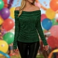 thumbnail image 4 of Womens Shirts Womens Sequin Top Long Sleeve Dark Green Sparkly Shirt Shiny Top Ladies Shirts Holiday Tops, 4 of 8