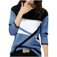 thumbnail image 1 of Blouse à Manches Longues pour Femmes Mode Décontractée Col Rond Couture Contraste Couleur T-Shirt Blouse à Manches Longues Blouse, 1 of 9