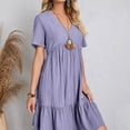 thumbnail image 6 of WTXUE Plus Size Dresses, A-Line Short Sleeve Vestidos Casuales Para Mujer V-Neck, Summer Dress Flowy Casual Skinny Ruffle Dresses Solid Mid-Length Flowy Dresses Women's Plus, Purple Size XL, 6 of 7