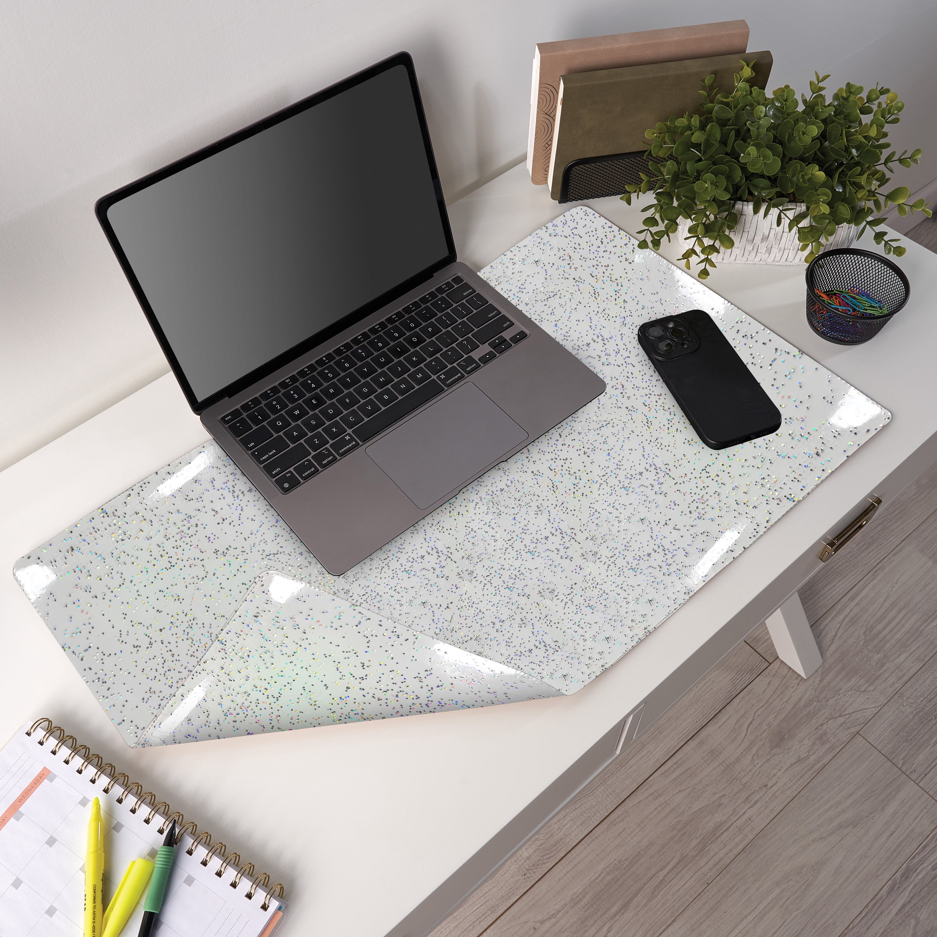 Pen+Gear Large Desk Mat, Clear Glitter, 25.98" x 14.96"