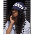 thumbnail image 1 of Ludovica ( Lunares Marinos): Sombrero para el Sol de Moda de Lujo con Bufanda / Sombreros y Bufandas de Playa de Verano para Mujer Protección Solar UPF 50+ / Gorra de Bambú para Vendedor de Periódicos, 1 of 10