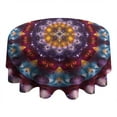 thumbnail image 4 of Colorful Tie Dye Mandala Pattern Round Tablecloth 60"x60",Wrinkle Wipeable Table Cloth for Kitchen Dining Room Picnic Patio Party, 4 of 6
