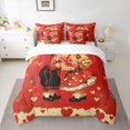 thumbnail image 2 of Homewish Kawaii Lovea Pattern 7-Piece Bedding Comforter Set,Valentine'S Day Theme King Bedding Sets,Beige Red Bed Sheets For Girls Boys,Breathable Home Decor Reversible, 2 of 8