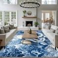 thumbnail image 3 of 5'x8' Area Rugs, White Blue Octopus Coastal Indoor Outdoor Area Rug for Living Room Bedroom, Summer Beach Shell Coral Washable Bathroom Rugs Kitchen Floor Carpet Mats Home Decor Aesthetic, 3 of 8