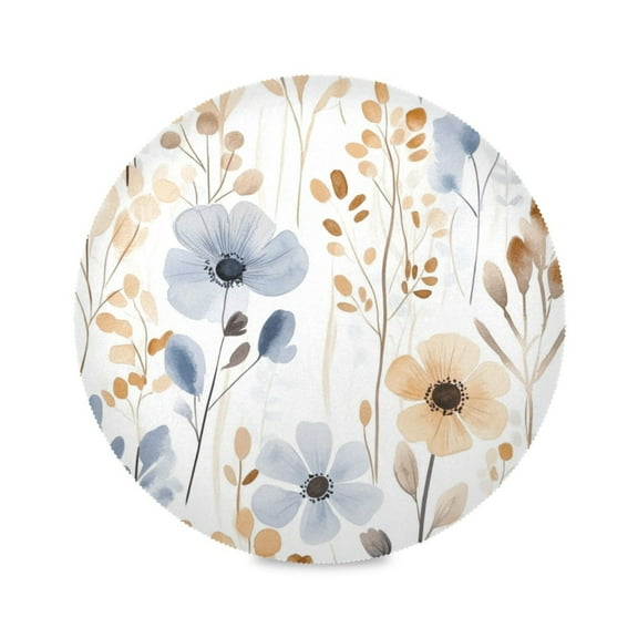 WOBOGO Watercolor Wildflowers Round Placemats Set of 6 Heat Resistant Washable Kitchen Table Decorations 15.4in