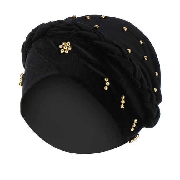 MEICHEN Turbans for Women Women Solid Beading India Hat Muslim Ruffle Cancer Chemo Hat Beanie Wrap Cap All Seasons Fashion Must Have