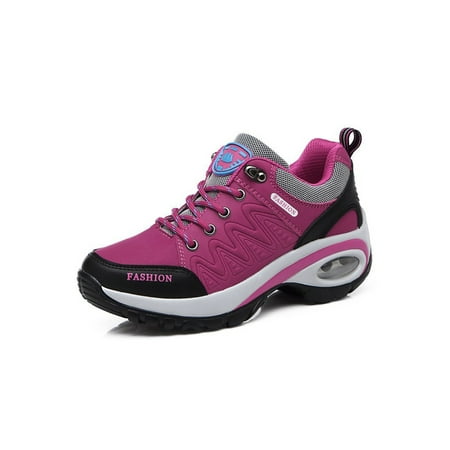 

Lacyhop Women s Trekking Shoe Low Top Athletic Shoes Air Cushion Sneakers Sport Wear-resistant Casual Sneaker Plush Lined Non-slip Trainers Rose Red 5