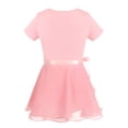 thumbnail image 3 of TiaoBug Kids Girls 2Pcs Ballet Dance Outfits Short Sleeve Leotard with A-Line Wrap Skirt Dancewear 2-14, 3 of 6