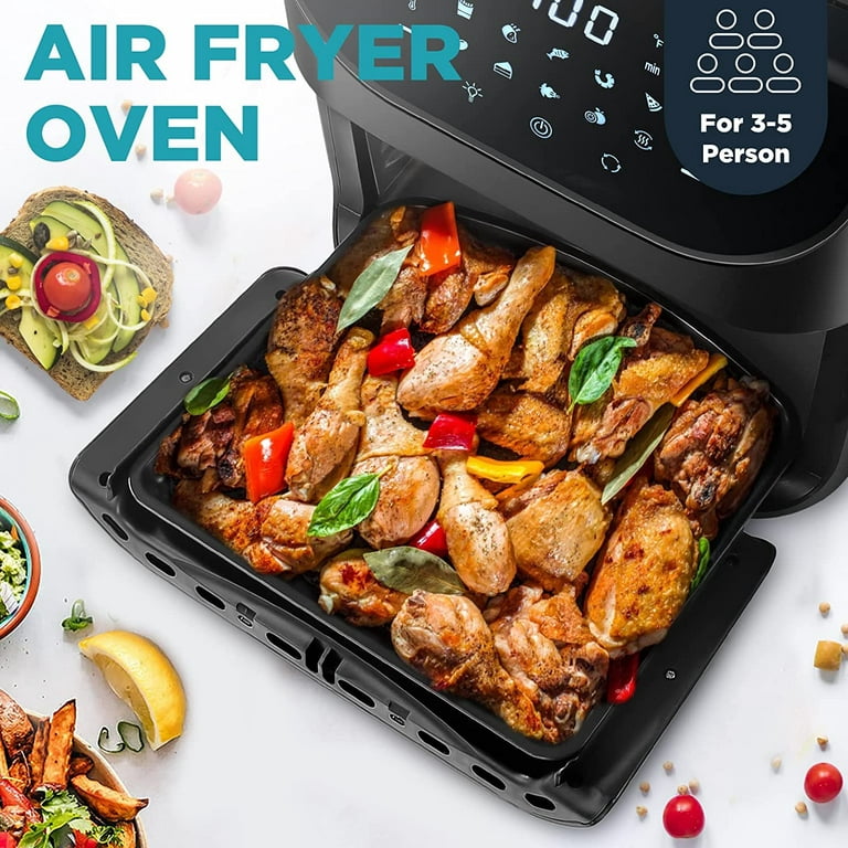 Air Fryer, Fabuletta 4.2 Qt Air Fryer Air Fryers With 9 Cooking Functions ,  Shake Reminder, Powerful 1550W Electric Hot Air Fryer Oilless Cooker,  Tempered Glass Display, Dishwasher-Safe & Nonstick 