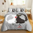 thumbnail image 4 of Cat Duvet Cover Set Digital Different Color Cartoon Cute Cat Bedding Set Bedclothes Double Queen King Size Polyester Qulit Cover, 4 of 7