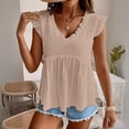 thumbnail image 5 of Mifsaly Womens Peplum Tops V-Neck Ruffle Sleeve Flowy Top Textured Summer Casual Chiffon Blouses Beach Vacation Trendy Boho Outfits XL, 5 of 5
