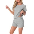 thumbnail image 4 of INSPIRE CHIC Women's Loungewear Short Sleeve Tops and Shorts with Pockets Outfits Matching Lounge Pajama Sets M Gray, 4 of 6